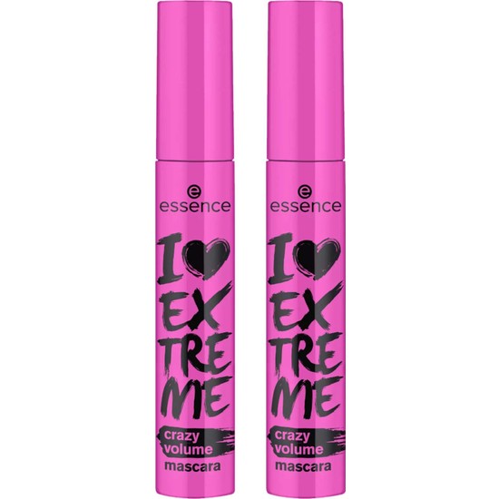 Essence I Love Extreme Crazy Hacim Veren Siyah Maskara 2'li Derin Siyah Renk ve Hacim Etkisi