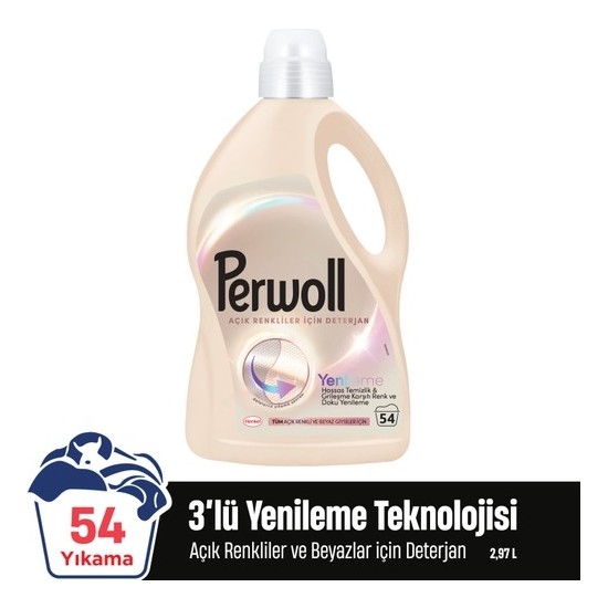 Perwoll Açık Renkliler İçin Hassas Sıvı Bakım Deterjanı 2970Ml (54 Yıkama)