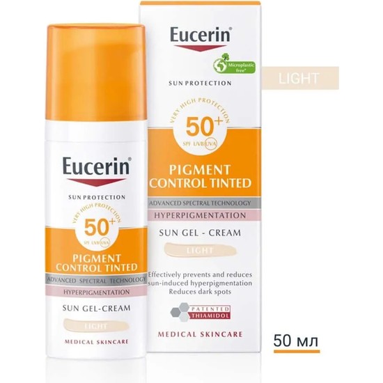 Eucerin Tınted Pigment Kontrolü Renkli Açık Ton Güneş Kremi Yüz İçin SPF 50+ 50 ml