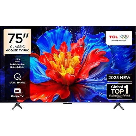 TCL 75P8K 75" 190 Ekran Uydu Alıcılı 4K Ultra HD  Google QLED TV