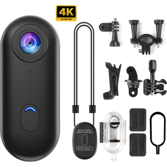 Robeve Mini Wifi Aksiyon Kamerası 4K Giyilebilir Aksiyon Kamera - Su Geçirmez Tasarım - Ses ve Görüntü -  Motorsiklet Görüntü Kaydı - Aksiyon Görüntü Kaydı