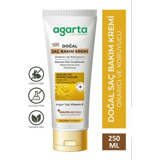 Agarta 250 ml Doğal Saç Bakım Kremi Besleyici Etkili Vegan Formül ile Tüm Saç Tiplerine Uygun