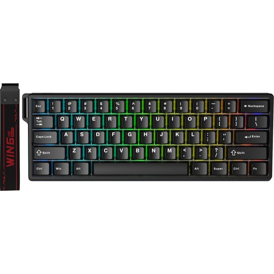 Aula WIN60 He Manyetik Klavye Rapid Trigger Graywood Swtich 8000Hz Rgb Tkl Hot Swap Oyuncu Klavyesi Siyah