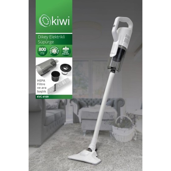 Kiwi KVC-4109 2'si 1 Arada Beyaz Dikey Elektrikli Süpürge 800 ml Toz Haznesi ile El Tipi Kullanım Özelliği