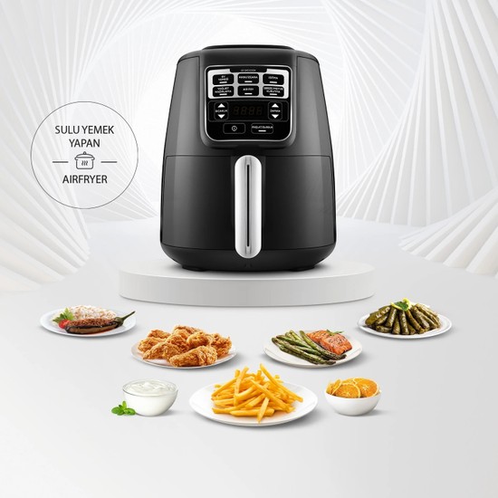 Karaca Air Pro Cook XL 2 in 1 Konuşan Airfryer Black Chrome 4 Kişilik