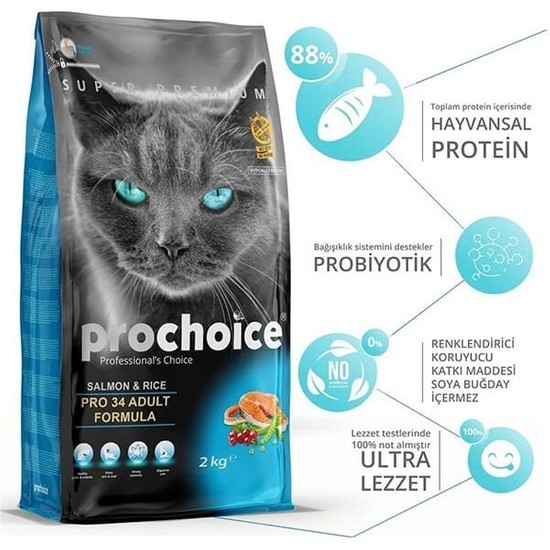 ‎Prochoice Prochoice Pro 34 Somonlu ve Pirinçli Kedi Maması 15 Kg