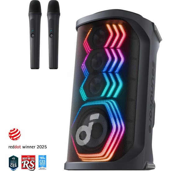 Anker Soundcore Rave 3S 200W Yapay Zeka Destekli Karaoke Parti Hoparlörü - Ritme Duyarlı Işık Gösterisi - A31A3 (Anker Türkiye Garantili)