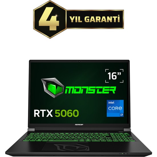 Monster Tulpar T6 V3.3.4 Oyun Bilgisayarı 16 GB RAM 1 TB SSD 165 Hz 16" FHD+ Intel Core i7 13700HX