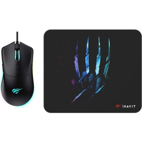 Havit Gamenote MS1037CM Rgb Ledli Makrolu 7200DPI Gaming Oyuncu Mouse + Mouse Pad