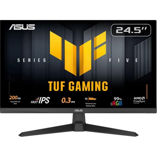 ASUS TUF GAMING VG259Q5A 24.5 Fast IPS 1920x1080 0.3ms 200Hz 300cd DP HDMI Hoparlör 3 Yıl Garanti
