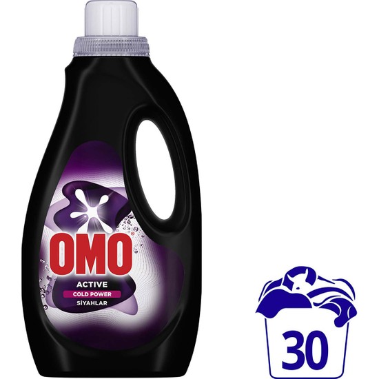 Omo Siyahlar İçin 1500 ml Active Cold Power Sıvı Çamaşır Deterjan Güçlü Temizlik Özelliği