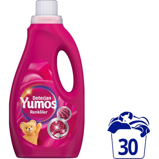 Yumoş 1500 ml Renkli Sıvı Bakım Deterjanı 30 Yıkama ile Renk Koruma Sağlar