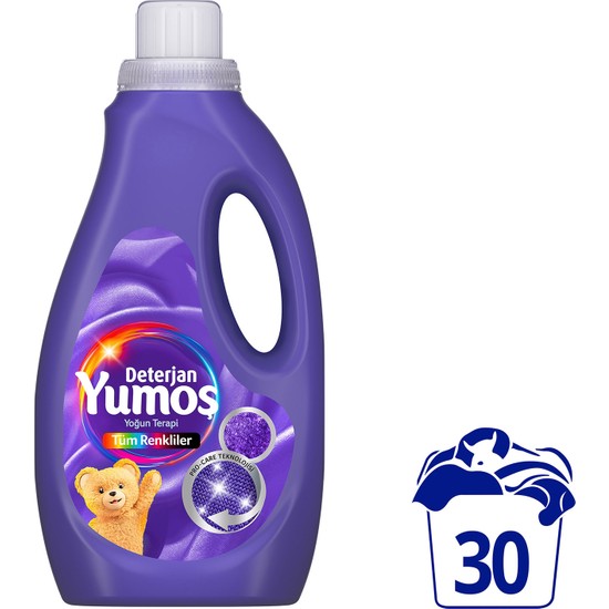 Yumoş Sıvı Deterjan 1500 ml Tüm Renkler 30 Yıkama Yoğun Terapi ile Etkili Temizlik