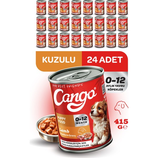 Cango Yavru Yaş Köpek Maması Kuzu Etli 415GR 24LÜ
