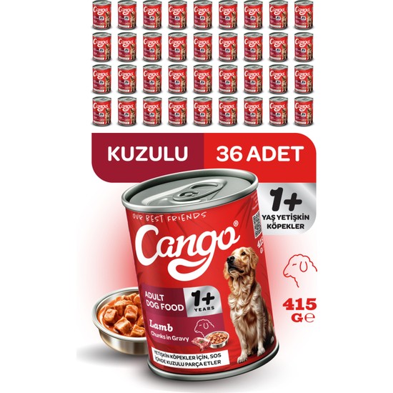 Cango Yetişkin Yaş Köpek Maması Kuzu Etli 415 gr 36 Adet Premium Besin Değeri