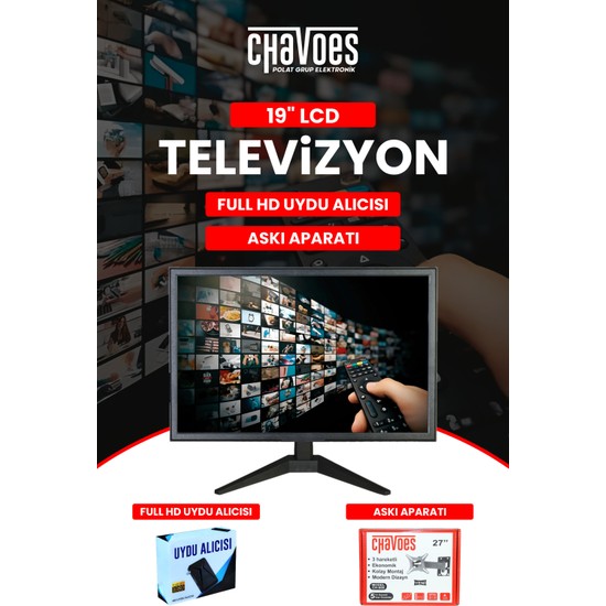 Chavoes 19" Mutfak Televizyonu-Monitör Uydu Alıcısı Askı Aparatı -49 Ekran 12V Full Hd -Mutfak-Karavan-Tekne
