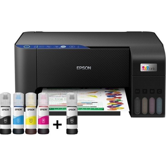 Epson Ecotank L3251 Fotokopi Tarayıcı Wifi Tanklı Yazıcı 4 Kartuş ile 10 Sayfa Kapasite
