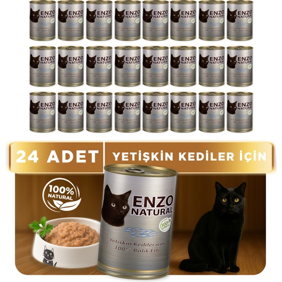 Enzo Natural Balık Etli Yaş Kedi Maması 410 gr x 24