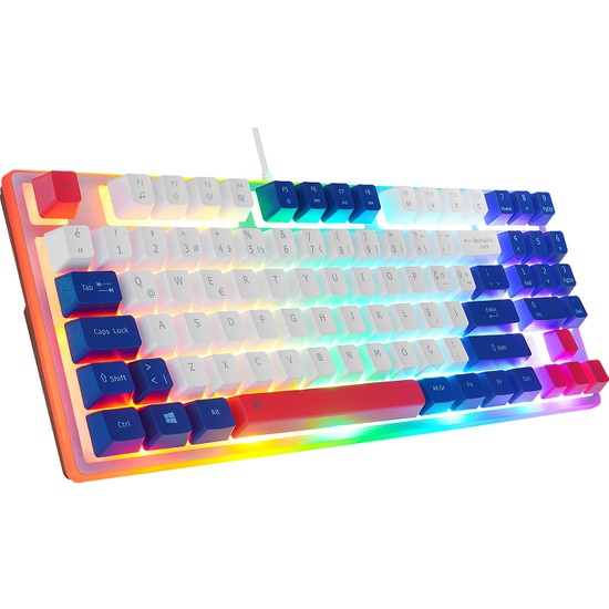 Acer eMachines EAK216 Beyaz/Mavi/Kırmızı USB Rainbow Aydınlatmalı Q Standart TKL Klavye