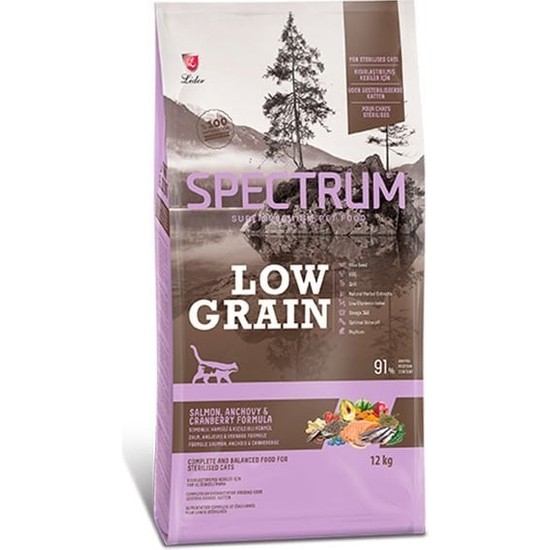 Spectrum Düşük Tahıllı Somonlu Hamsili ve Yaban Mersinli Kısırlaştırılmış Kedi Maması 12 Kg