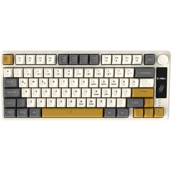 Claw’s Flux LCD Logo Ekran - Rainbow Bölgesel Işıklandırma - Ses Kontrolcüsü - Ultra Tepkime & Konfor 78 Tuş Membran Gaming & Ofis Klavyesi