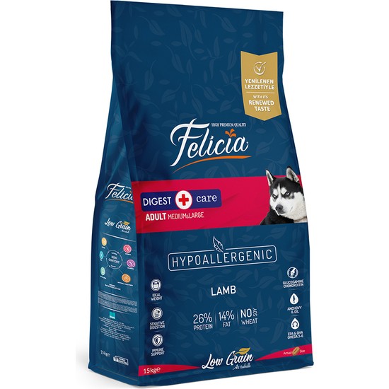 Felicia 15 Kg Yetişkin Kuzulu M/Large Az Tahıllı Breed HypoAllerg