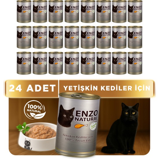 Enzo Natural Tavuk Etli Konserve Yaş Kedi Maması 410 GRX24