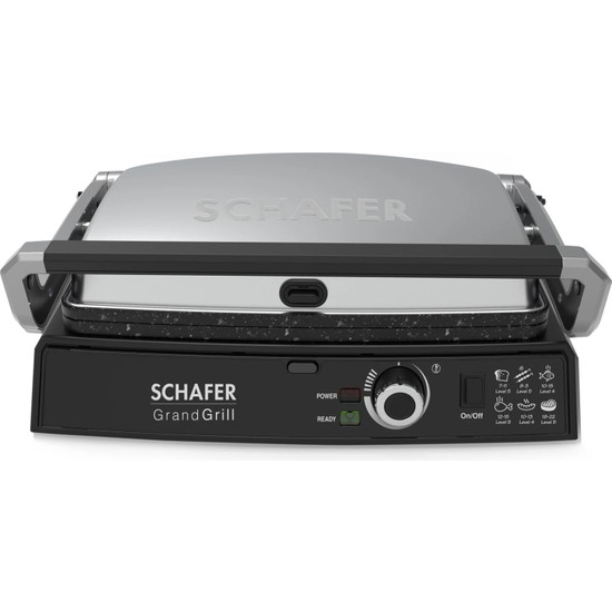 Schafer Grand Grill 2000 W Tost & Izgaramakinesi İnox Metal Döküm Plakalarla Kolay Temizlik