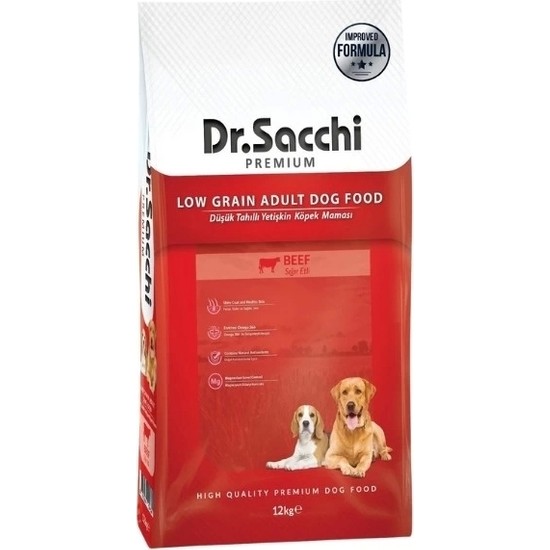Dr. Sacchi Düşük Tahıllı Sığır Etli Yetişkin Köpek Maması 12 kg Premium Kalite