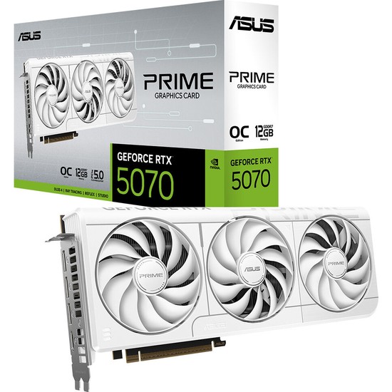 ASUS PRIME-RTX5070-O12G-WHITE-NVIDIA-GEFORCE-RTX 5070-12GB GDDR7-192bit--OC-2xHDMI-3xDP-DLSS4 EKRAN KARTI