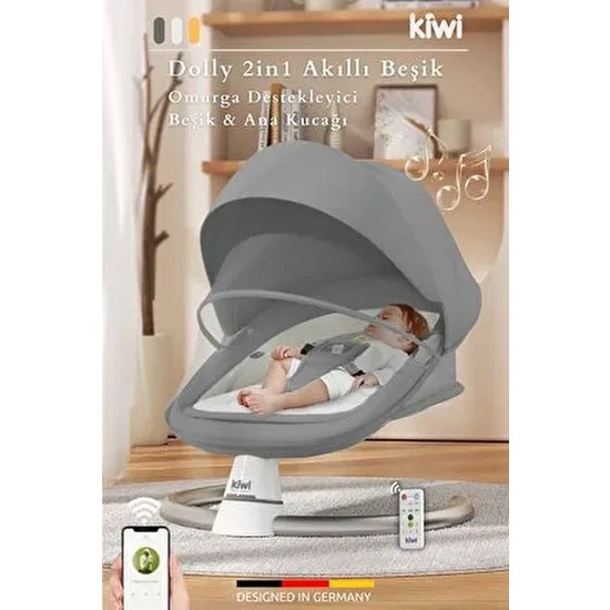 Dolly 2in1 Otomatik Sallanan Kademe Ayarlı  Beşik ve Anakucağı - Antrasit