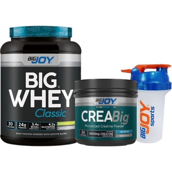 Bigjoy Sports Whey Protein Big Whey Classic Çikolata Aromalı Protein Tozu 1020 gr + Creabig Kreatin 120GR Creatine