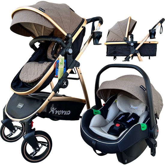 Yoyko City Travel Sistem Bebek Arabası 3 In 1 Coffee Rose