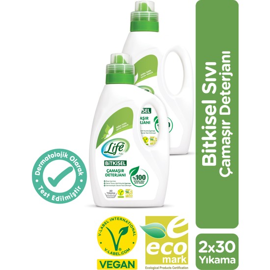 Life By Fakir Vegan Bitkisel 1500ML Sıvı Çamaşır Deterjanı 1500ML x 2 Adet