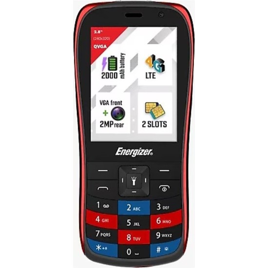 Energizer E284S Kırmızı Tuşlu Telefon 32 GB Hafıza 4G LTE Mobil Bağlantı Hızı