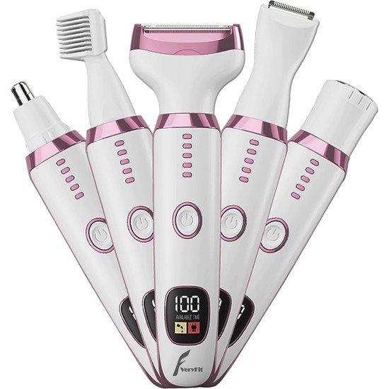VeryFit RF-3028A Epilatör 5 In 1 Arada Şarjlı Tıraş Makinesi Islak & Kuru Kullanım için Beyaz Renk