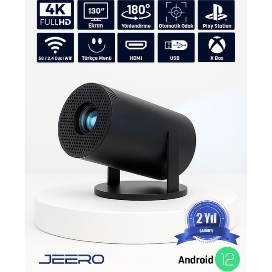 Jeero HY300PRO Multimedia Ultra Hd 1080 Pixel Android 12 Projeksiyon Cihazı (Türkçe Menü)