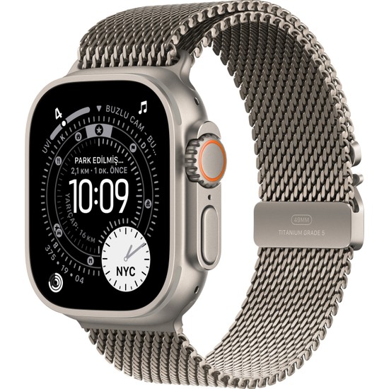 Apple Watch Ultra 3 Gps + Cellular, 49 mm Natürel Titanyum Kasa ve Natürel titanyum Milano loop - Küçük boy