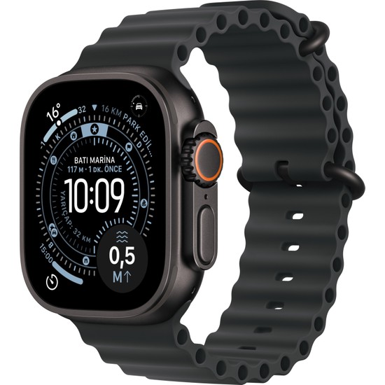 Apple Watch Ultra 3 Gps + Cellular, 49 mm Siyah Titanyum Kasa ve Siyah Ocean kordon