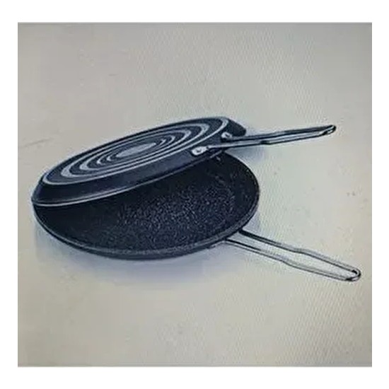 Cem Pratiko 32 cm İkiz Börek ve Balık Tavası Teflon Kaplama Ergonomik Kulplar Gri