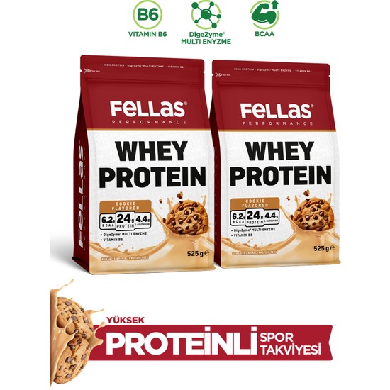 Fellas Whey Protein Tozu Kurabiye Aromalı (525 g) x 2 Adet