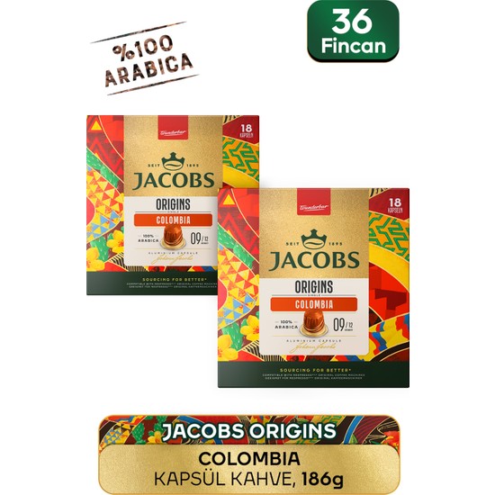 Jacobs Origins Colombia Nespresso Uyumlu Alüminyum Kapsül Kahve 36 Kapsül