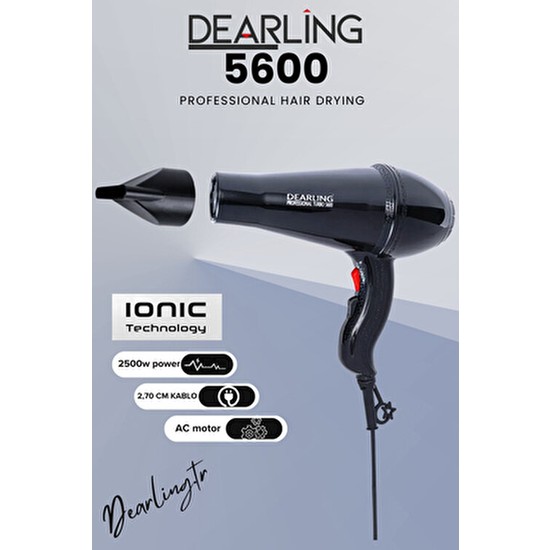 Dearling DEARLİNG 5600 Profesyonel Kuaför Tipi Fön Makinesi 2500W AC Motor 2 Isı Hız Ayarı İle Güçlü Performans