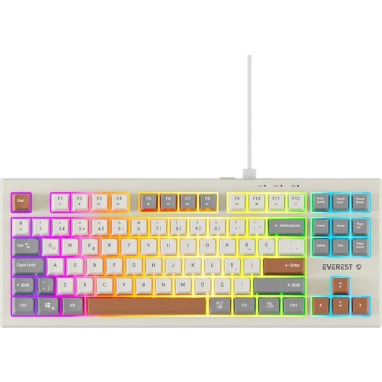 Everest Kb-98 Sılent Tkl Gri/gri Mavi/kahve Rainbow Q Membrane Klavye