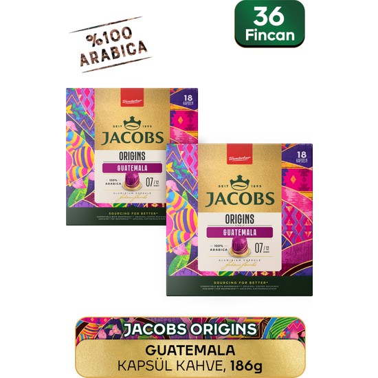 Jacobs Origins Guatemala Nespresso Uyumlu Alüminyum Kapsül Kahve 36 Kapsül