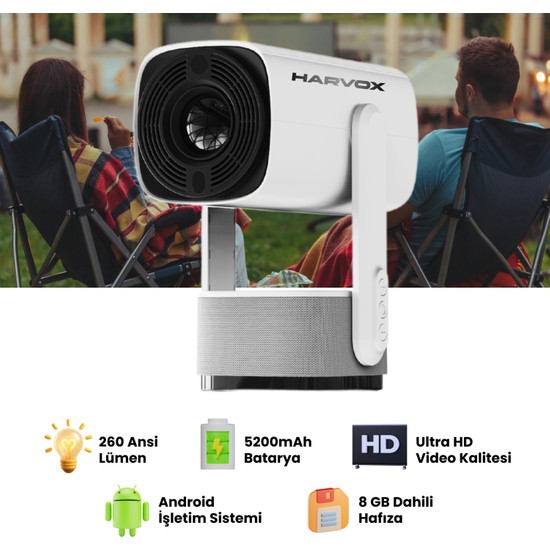K2 Bataryalı Projeksiyon Cihazı Taşınabilir 4K Destekli 1080P Android Sistemli Projektör