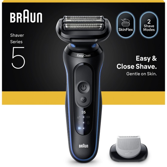 Braun Series 5 Elektrikli Tıraş Makinesi Siyah, Islak ve Kuru Kullanım, 3 Başlık ile Hızlı Tıraş 52-B1600S