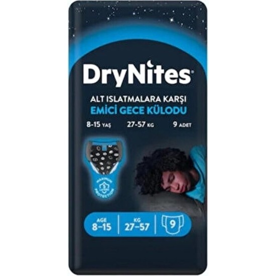 Huggies Drynites Erkek Emici Gece Külodu 8-13 Yaş 54 Adet L - XL Beden için Gece Koruması