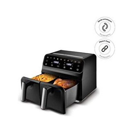 Xxxl 4+4 Litre Çift Hazne Dijital Kullanım 7 Pişirme Modu -Makinede Yıkanabilir Airfryer