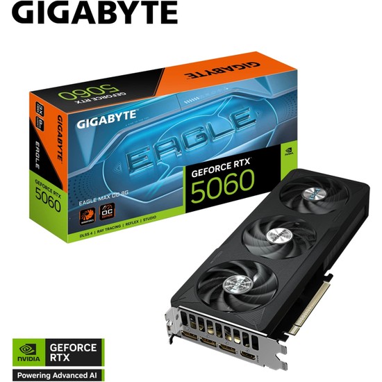 Gigabyte Geforce RTX5060 Eagle Max Oc GV-N5060EAGLEMAX Oc-8gd Gddr7 8gb 128BIT Gaming (Oyuncu) Ekran Kartı